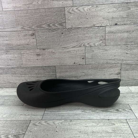 CROCS Thea Ballet Rubber Flats Black Slip On Slingback Womens Size 8 11701‎ - Picture 5 of 11